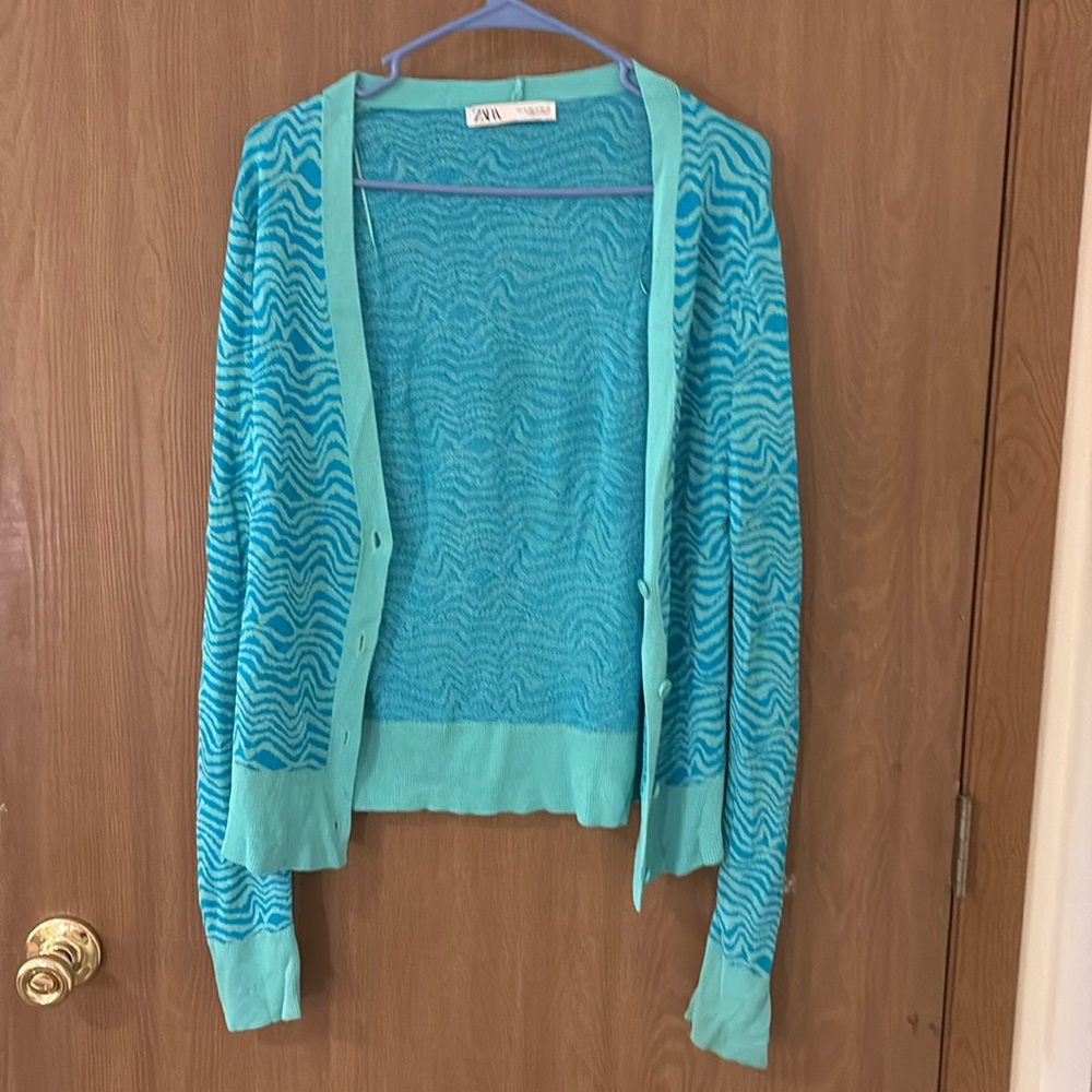 Zara cardigan - medium, blue and green
